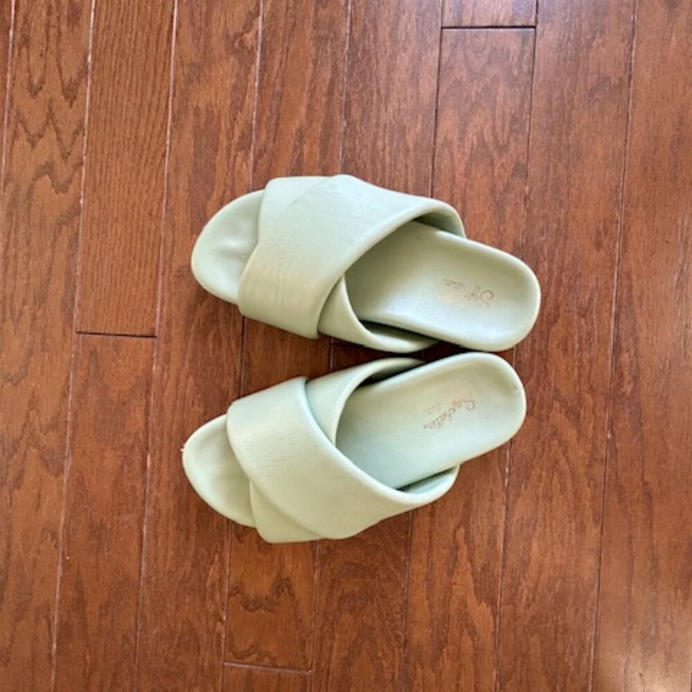 Seychelles Heartfelt Crisscross Slide Sandal 9 | Green/Cucumber Leather